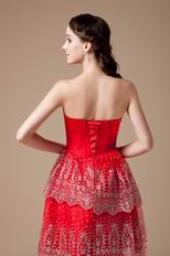 New Style Sequined Red Short Dress For 2014 Spring Prom Party