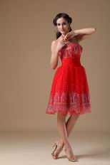 Strapless Knee-length Red Short Prom Dress For Girls Wear