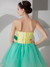 Stylish Spring Green And Bright Yellow Contast Color Short Prom Dress