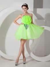 Bright Lawn Green Short Prom Dress With Sequined Leaves