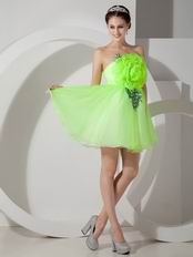 Bright Lawn Green Short Prom Dress With Sequined Leaves