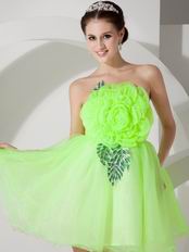 Bright Lawn Green Short Prom Dress With Sequined Leaves