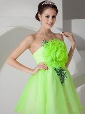 Bright Lawn Green Short Prom Dress With Sequined Leaves