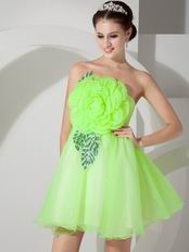 Bright Lawn Green Short Prom Dress With Sequined Leaves