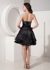 Discount Beaded Cascade A-line Black Skirt Short La Prom Dress