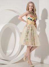 Colorful A-line Sweetheart Bowknot Printed Fabric Short Prom Dress