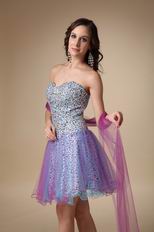 Leopard Printed Fabric Short Prom Party Dress With Shawl