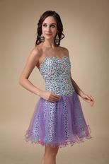 Leopard Printed Fabric Short Prom Party Dress With Shawl