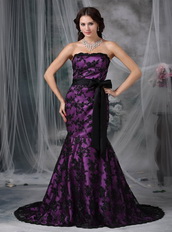 Purple Strapless Mermaid Petite Prom Gown With Black Lace Luxury