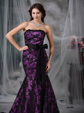 Purple Strapless Mermaid Petite Prom Gown With Black Lace Luxury