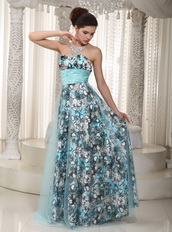 Brand New Sweetheart Printed Fabric Long Prom Dress Unique Luxury