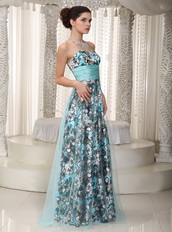 Brand New Sweetheart Printed Fabric Long Prom Dress Unique Luxury