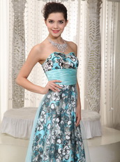 Brand New Sweetheart Printed Fabric Long Prom Dress Unique Luxury