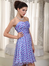 Pretty Draped High-low Printed Chiffon Unique Cocktail Dress Luxury