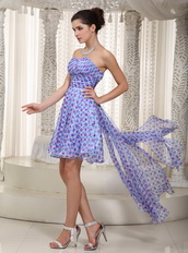 Pretty Draped High-low Printed Chiffon Unique Cocktail Dress Luxury