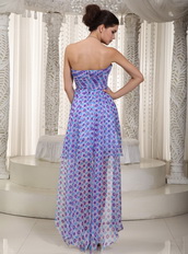 Pretty Draped High-low Printed Chiffon Unique Cocktail Dress Luxury