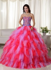 Multi-color Lilac And Hot Pink Quinceanera Puffy Big Skirt Luxury