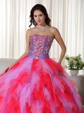 Multi-color Lilac And Hot Pink Quinceanera Puffy Big Skirt Luxury