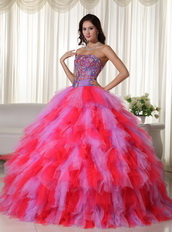Multi-color Lilac And Hot Pink Quinceanera Puffy Big Skirt Luxury
