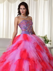 Multi-color Lilac And Hot Pink Quinceanera Puffy Big Skirt Luxury