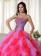 Multi-color Lilac And Hot Pink Quinceanera Puffy Big Skirt Luxury