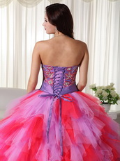 Multi-color Lilac And Hot Pink Quinceanera Puffy Big Skirt Luxury