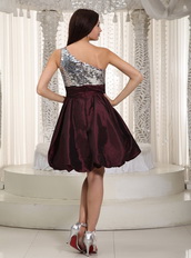 Dark Purple One Shoulder Short Prom Dress Sequin and Taffeta Luxury