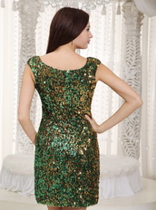 Dark Green Square Sequin Prom Dress For Cocktail Wear Luxury