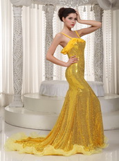 Golden Mermaid Floor Length Sequin Evening And Prom Dresses UK Luxury