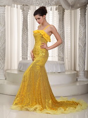 Golden Mermaid Floor Length Sequin Evening And Prom Dresses UK Luxury