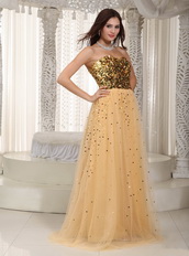 Gold Sequin And Net Long Women Prom Dress Top Seller 2012 Luxury