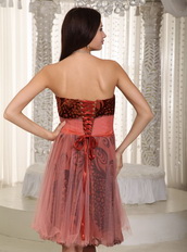 Rust Red Short Prom Dress With Birds Feather Printed Design Luxury