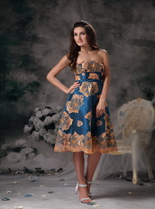 Colorful A-line Strapless Printing Prom Dress Luxury