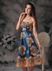 Colorful A-line Strapless Printing Prom Dress Luxury