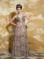 Special Fabric Halter Leopard Printed Chiffon Prom Dress Van Buren,Arkansas Luxury