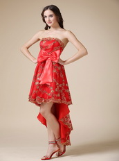 Lace Emberllished High Low Cocktail Dress For Business Luxury