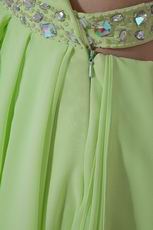 Asymmetrical Spring Green Panel Train Evening Dress