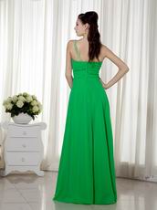 Bright Spring Green Chiffon Prom Dress With One Shoulder Neck