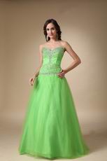 Fresh Spring Green Tulle Evening Dress Discount