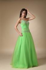 Fresh Spring Green Tulle Evening Dress Discount