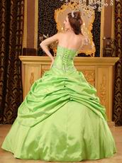 Spring Green Strapless Embroidery Decorate Quinceanera Dress