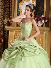 Yellow Green Cheap Quinceanera Gown With Handmade Flowers