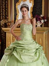 Yellow Green Cheap Quinceanera Gown With Handmade Flowers