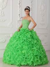 Spring Green Ruffled Skirt Dress to Wear For Quinceanera Party