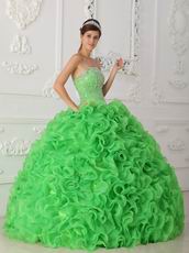 Spring Green Ruffled Skirt Dress to Wear For Quinceanera Party