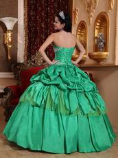 Strapless Spring Green Turquoise Quinceanera Party Gown