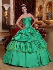 Strapless Spring Green Turquoise Quinceanera Party Gown