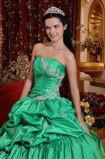 Strapless Spring Green Turquoise Quinceanera Party Gown