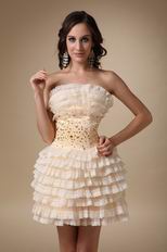 Ruffled Layers Skirt With Champagne Lace Sweet 16 Dress