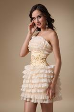 Ruffled Layers Skirt With Champagne Lace Sweet 16 Dress